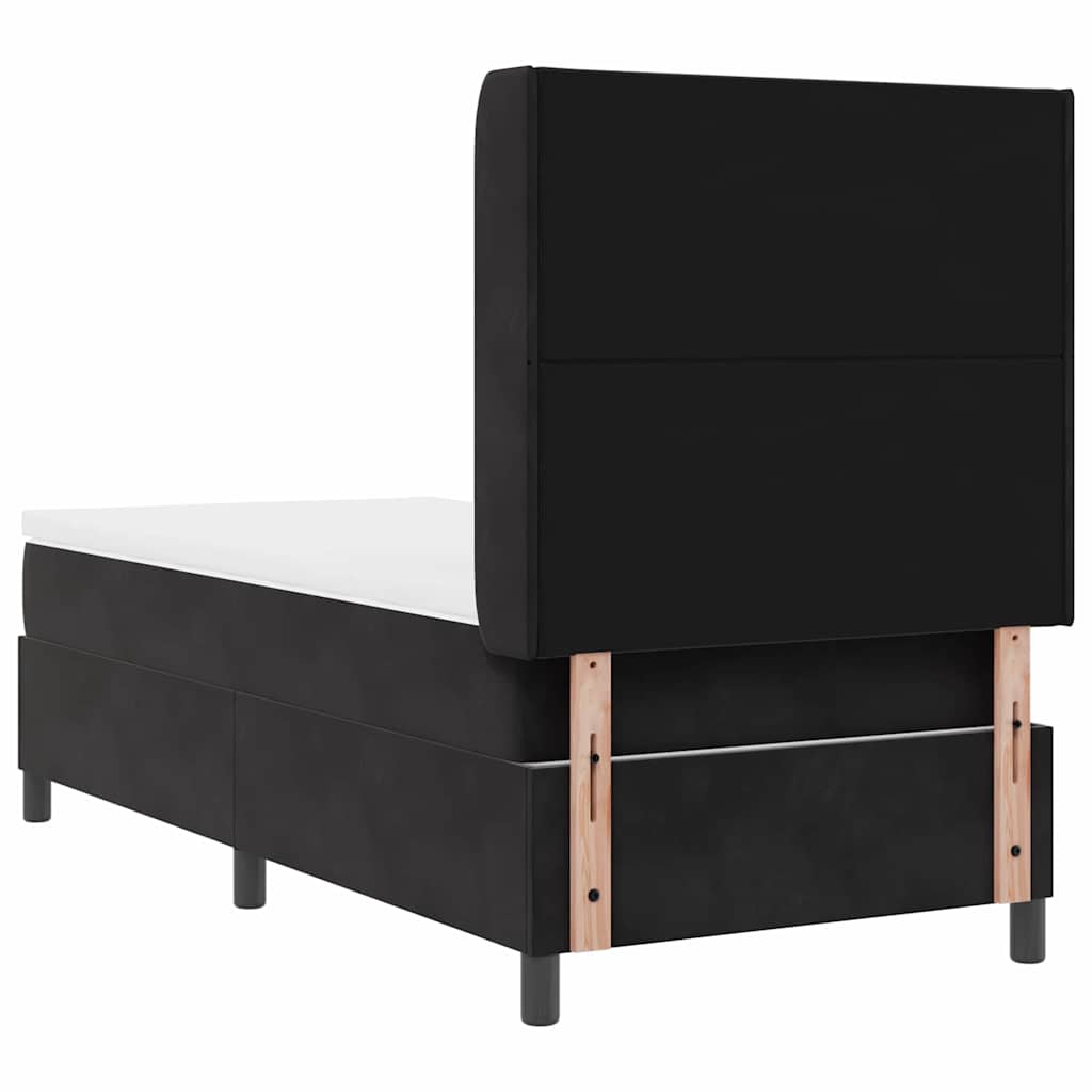 Box spring seng med hovedgærde Sort 90 x 200 cm Fløjl