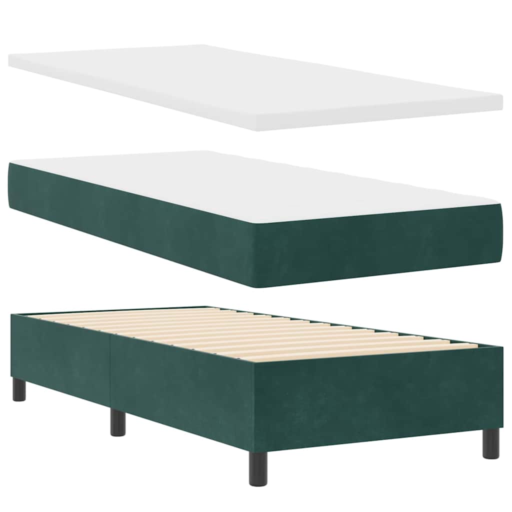 Box spring seng med hovedgærde Mørkegrøn 90 x 200 cm Fløjl