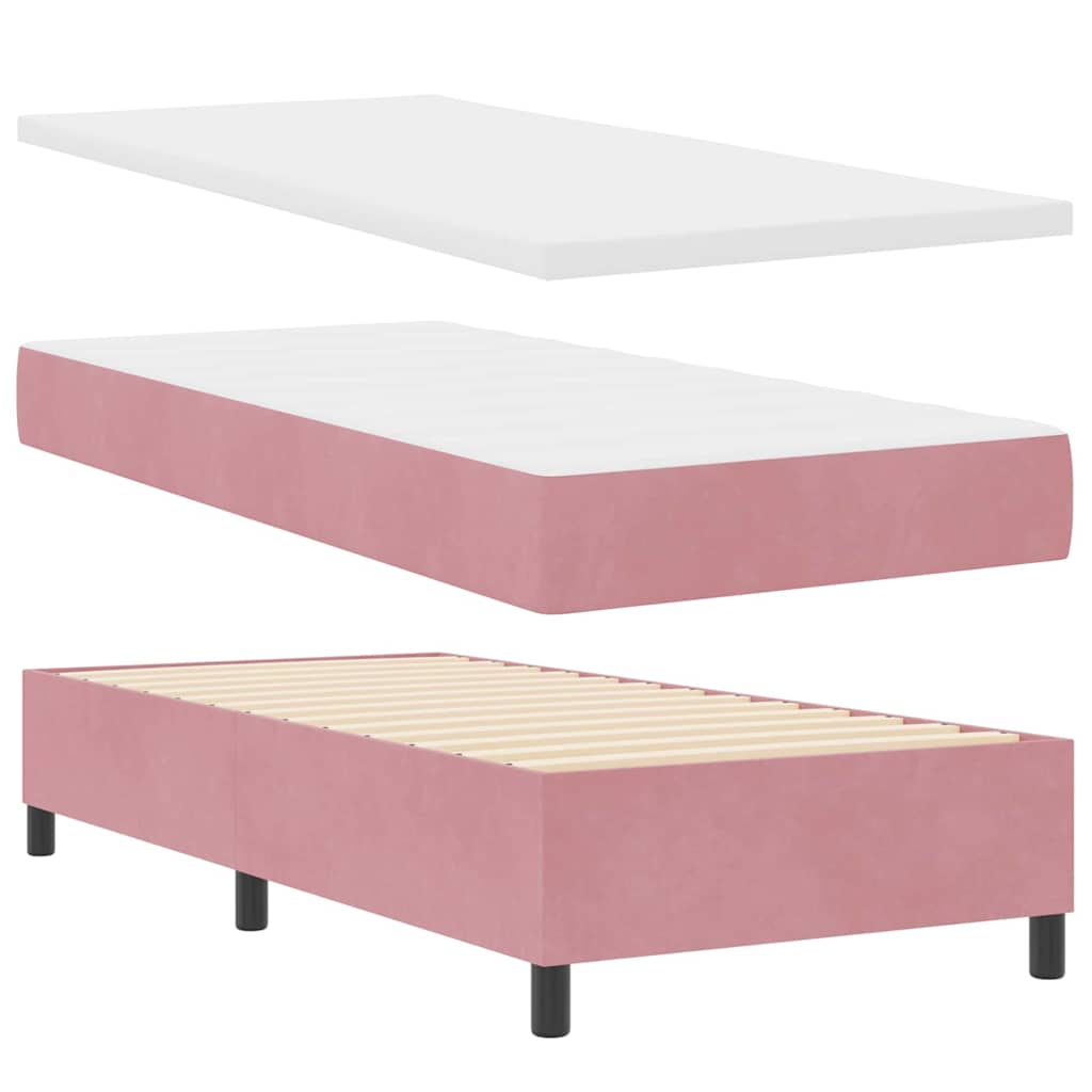Box spring seng med hovedgærde Lyserød 90 x 200 cm Fløjl