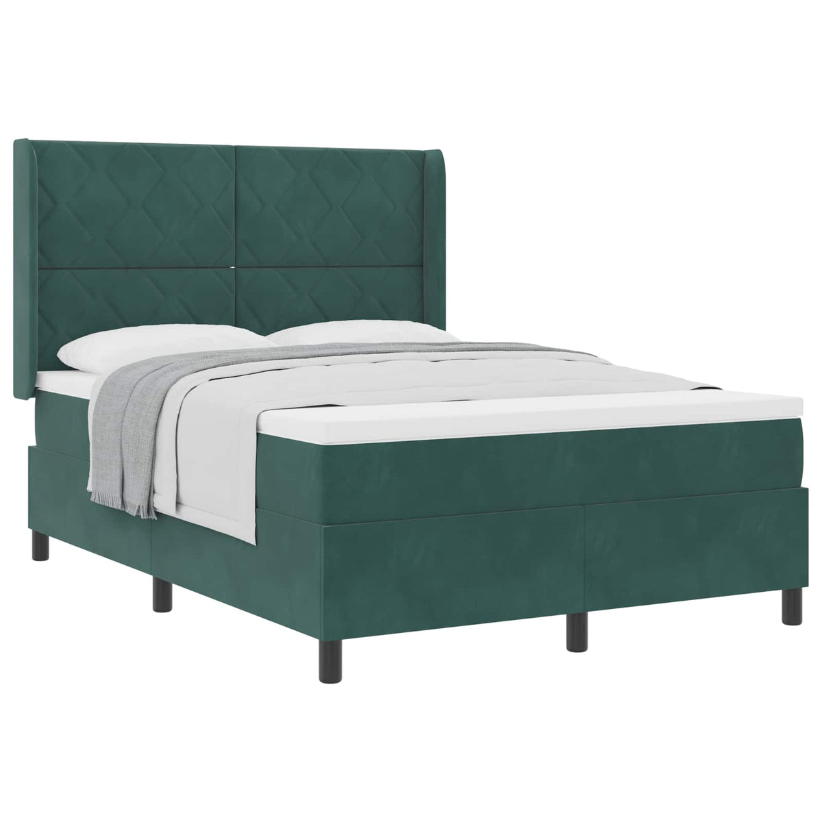 Box spring seng med hovedgærde Mørkegrøn 140 x 190 cm Fløjl