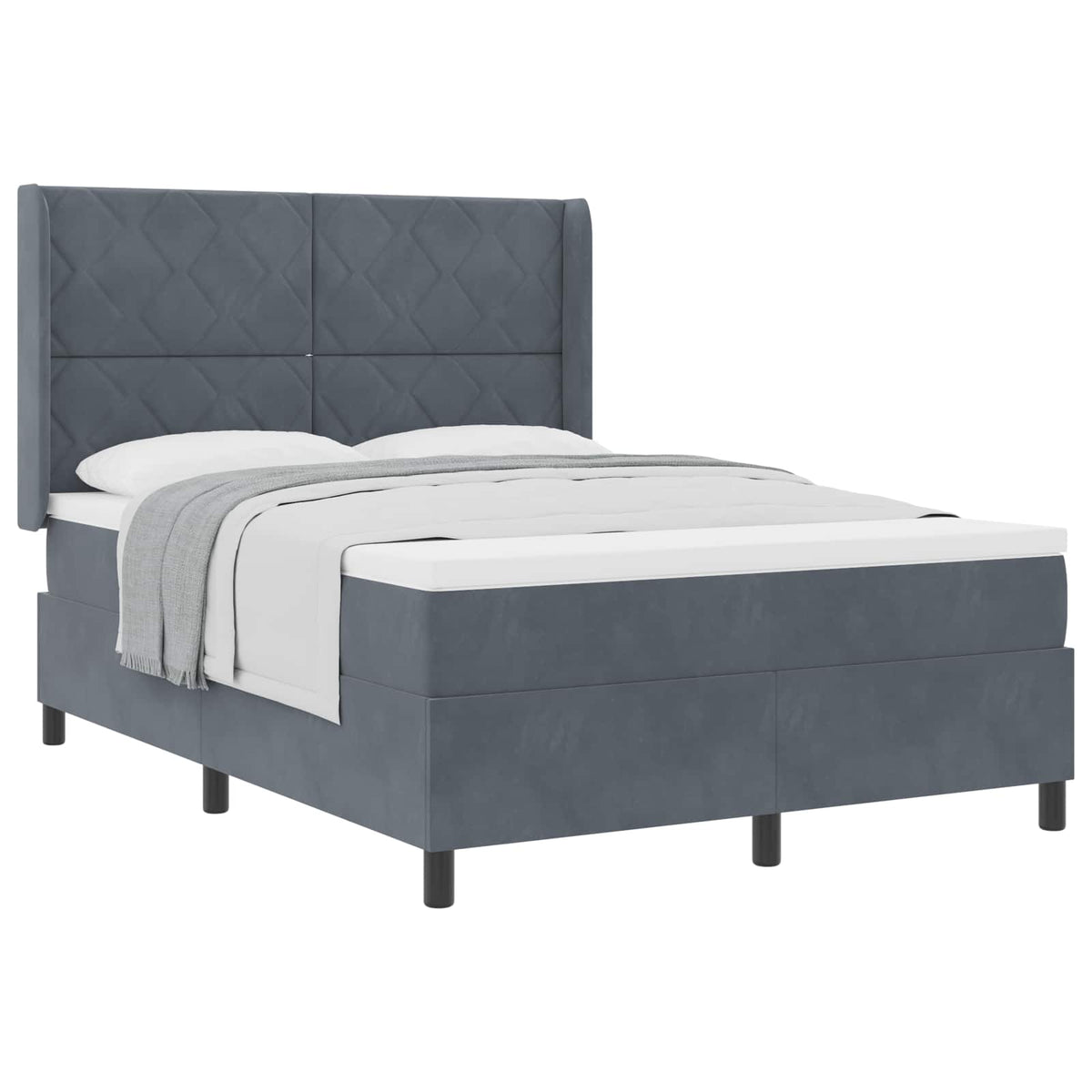 Box spring seng med hovedgærde Mørkegrå 140 x 200 cm Fløjl