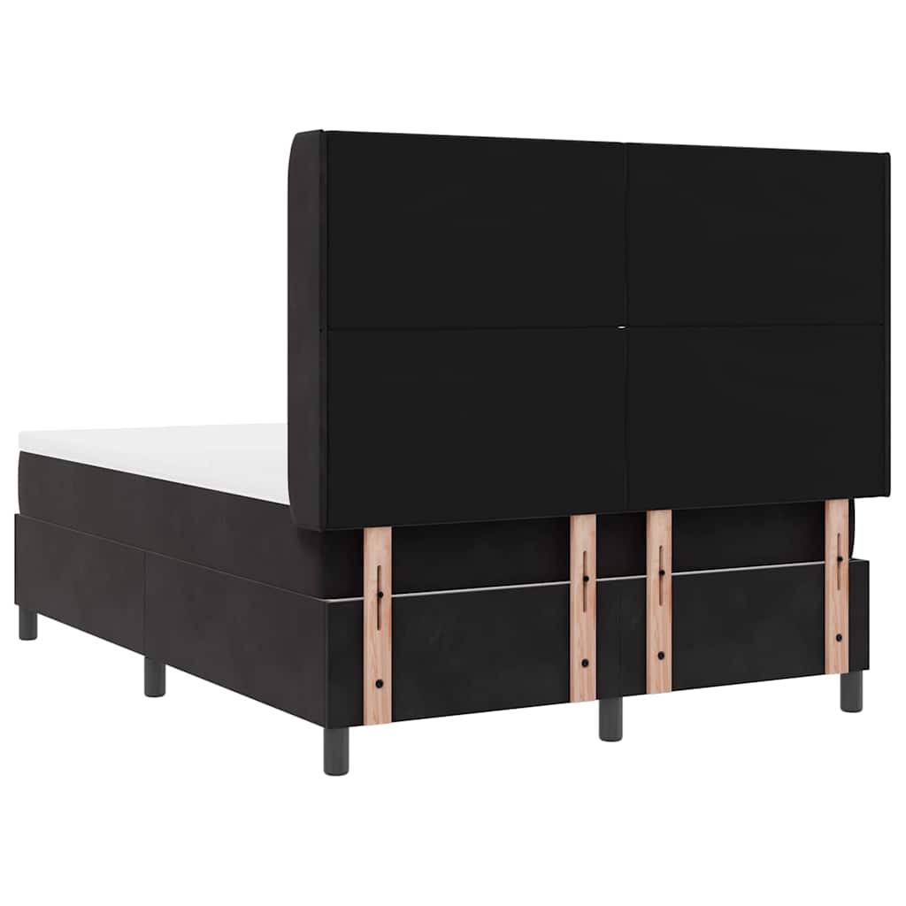 Box spring seng med hovedgærde Sort 140 x 200 cm Fløjl