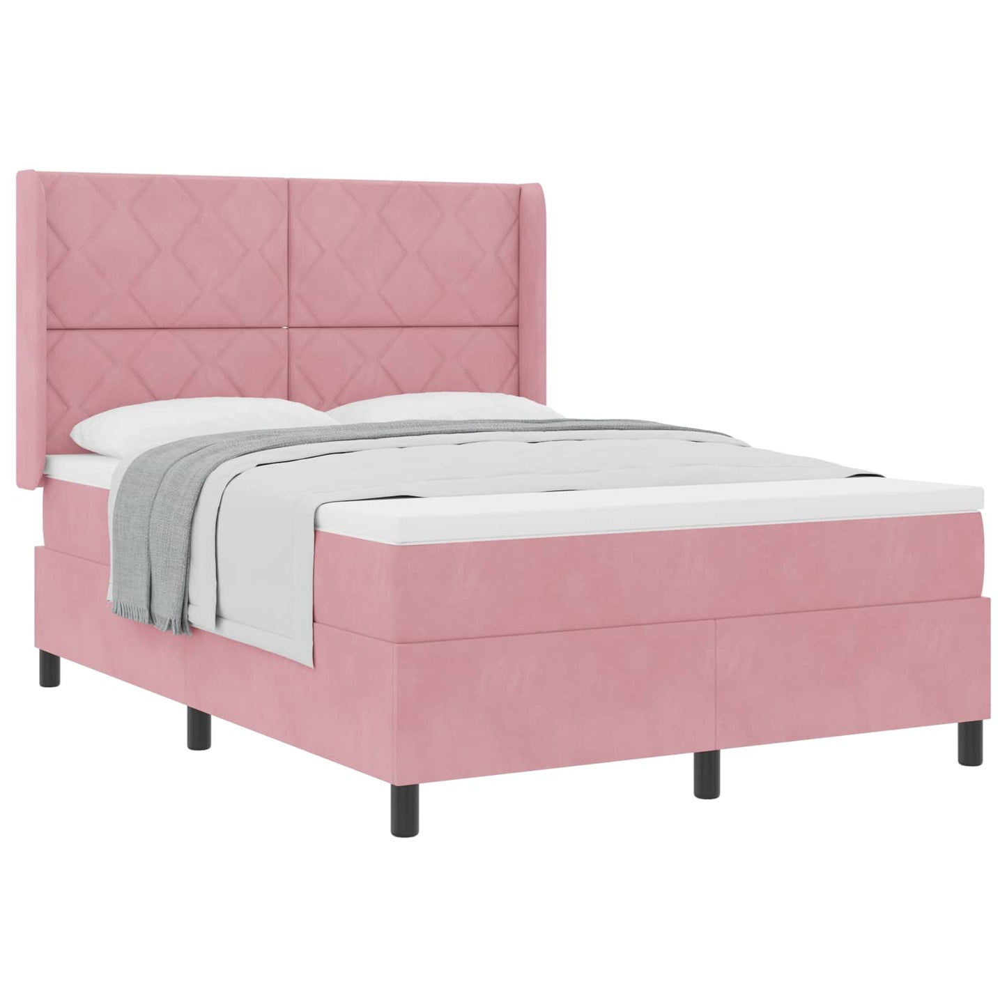 Box spring seng med hovedgærde Lyserød 140 x 200 cm Fløjl