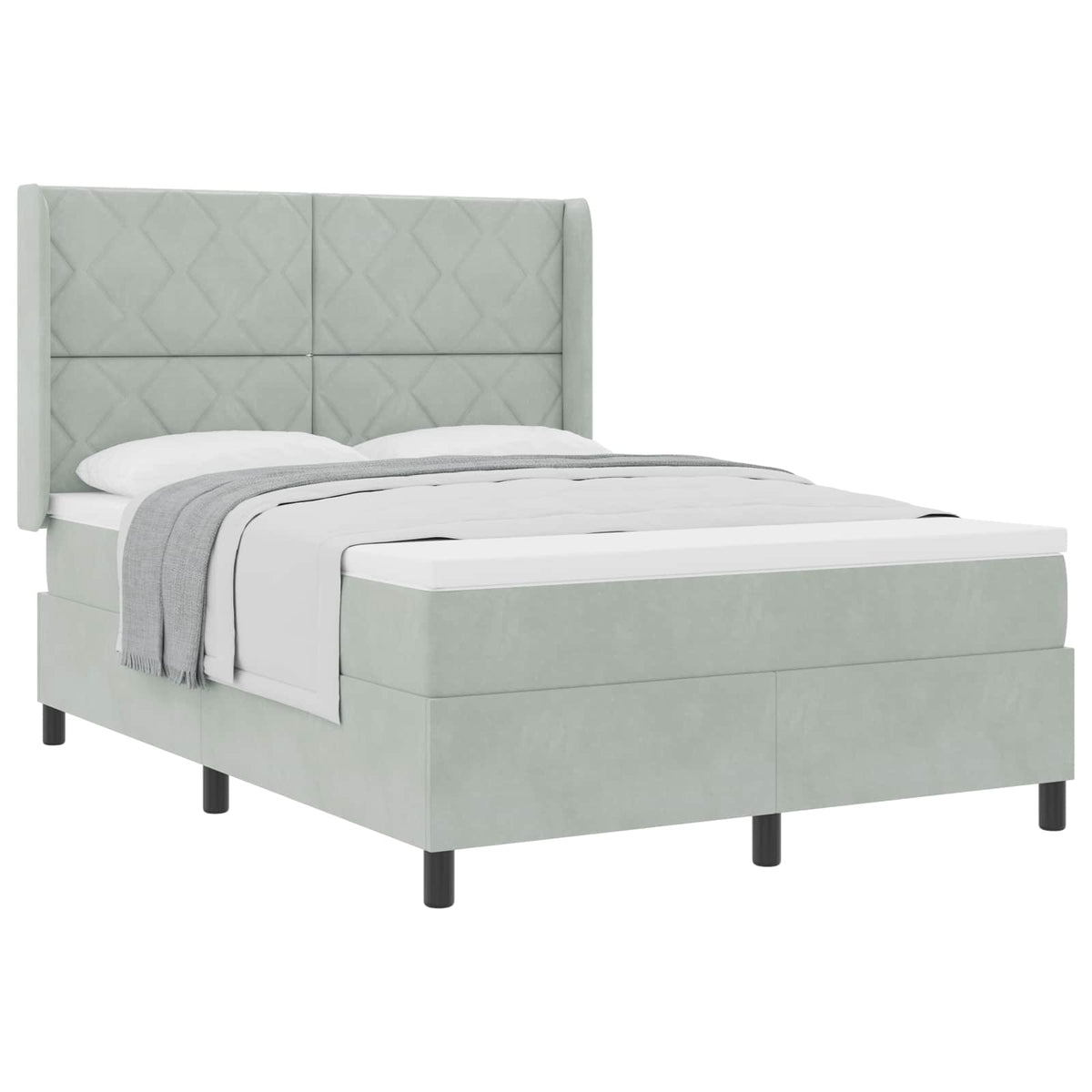 Box spring seng med hovedgærde Lysegrå 160 x 200 cm Fløjl