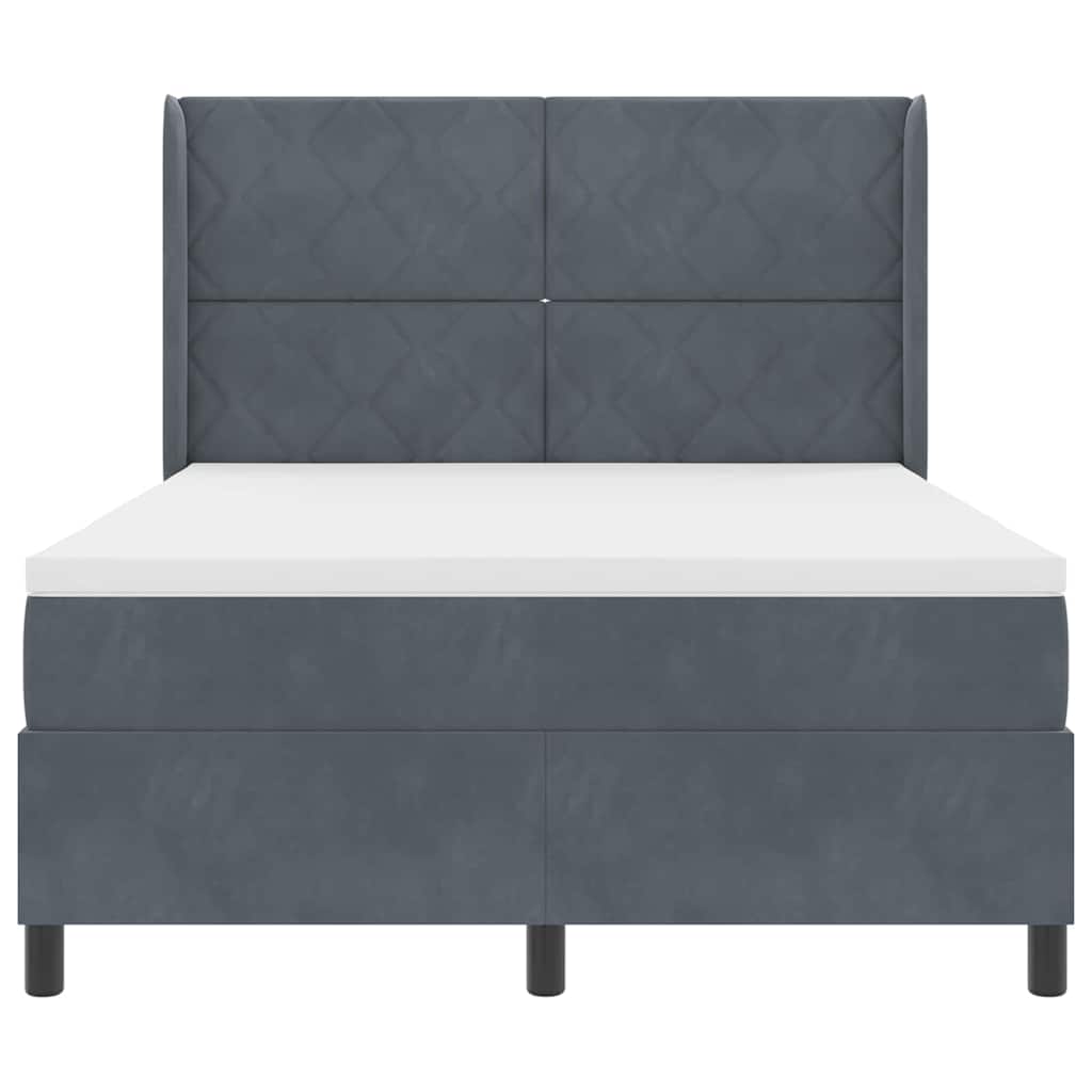 Box spring seng med hovedgærde Mørkegrå 160 x 200 cm Fløjl