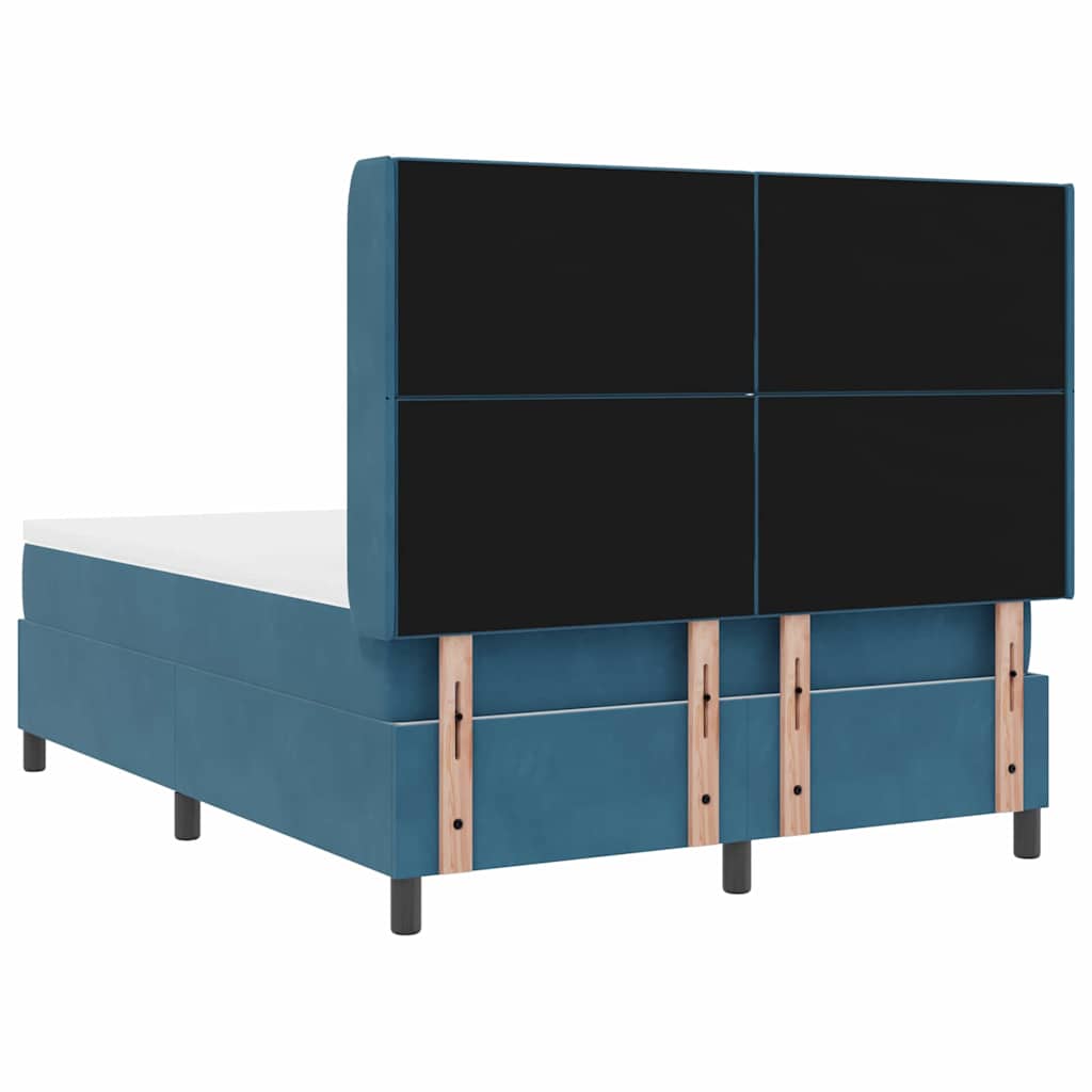 Box spring seng med hovedgærde Blå 160 x 200 cm Fløjl