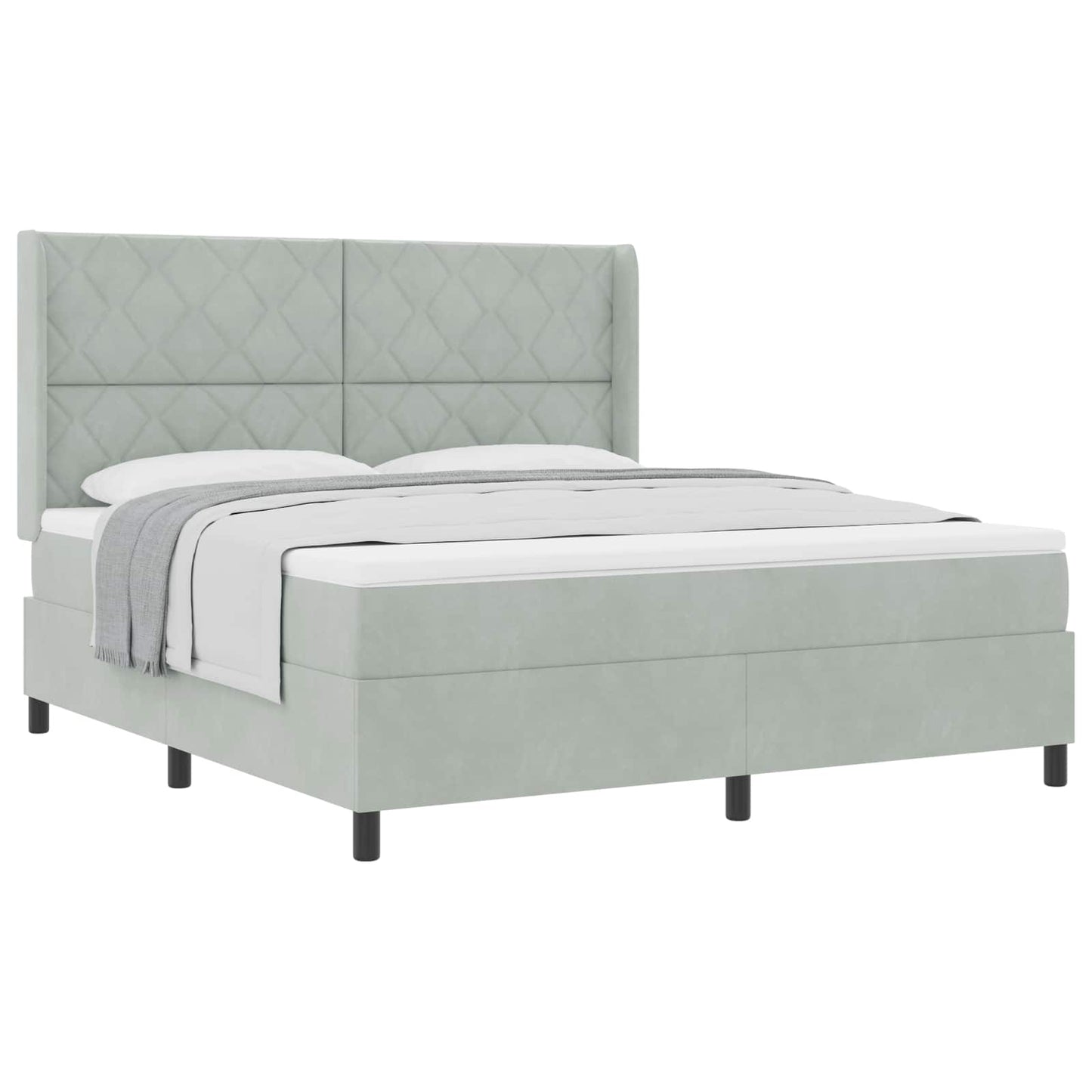 Box spring seng med hovedgærde Lysegrå 180 x 200 cm Fløjl