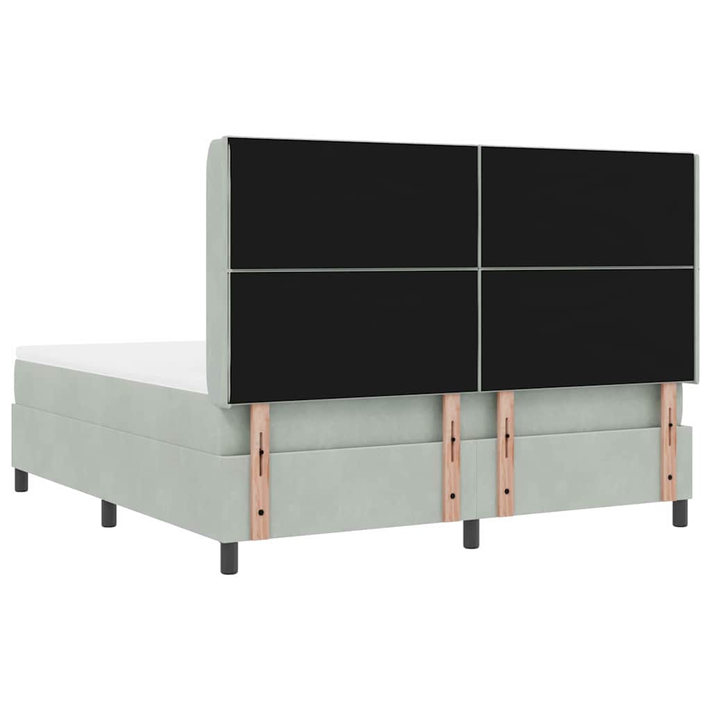 Box spring seng med hovedgærde Lysegrå 180 x 200 cm Fløjl