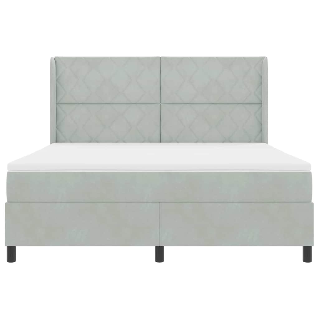 Box spring seng med hovedgærde Lysegrå 180 x 200 cm Fløjl