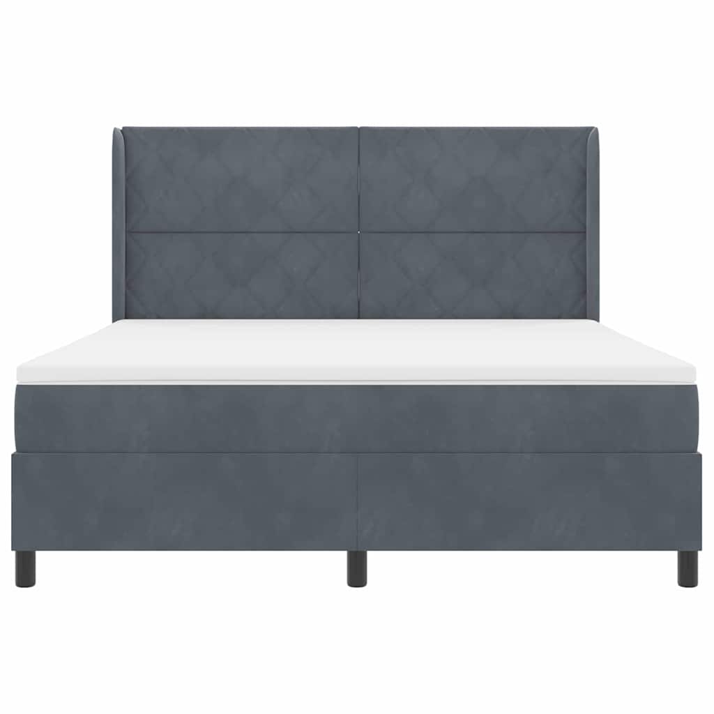 Box spring seng med hovedgærde Mørkegrå 180 x 200 cm Fløjl