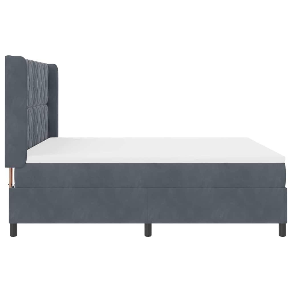 Box spring seng med hovedgærde Mørkegrå 180 x 200 cm Fløjl