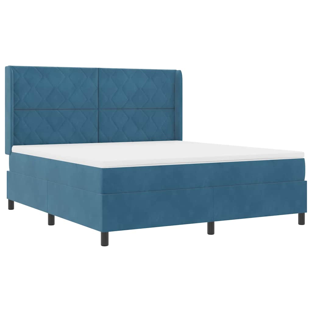 Box spring seng med hovedgærde Blå 180 x 200 cm Fløjl