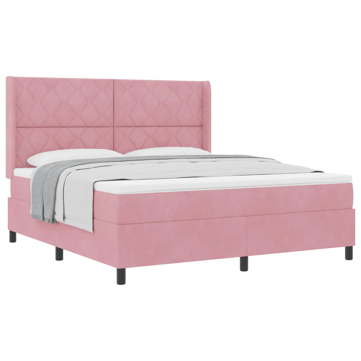 Box spring seng med hovedgærde Lyserød 180 x 200 cm Fløjl