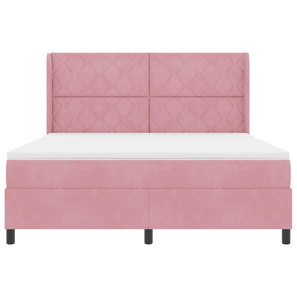 Box spring seng med hovedgærde Lyserød 180 x 200 cm Fløjl