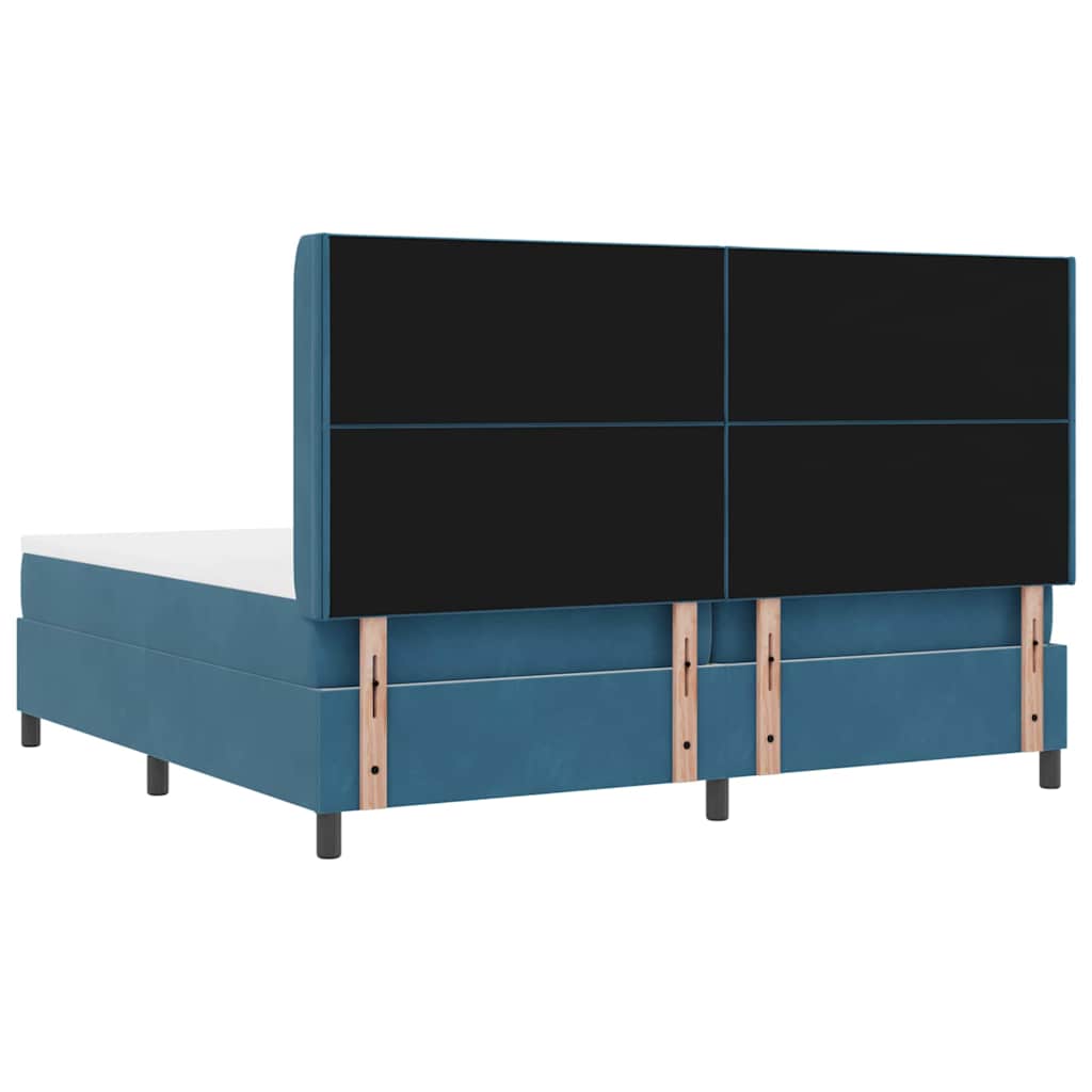 Box spring seng med hovedgærde Blå 200 x 200 cm Fløjl