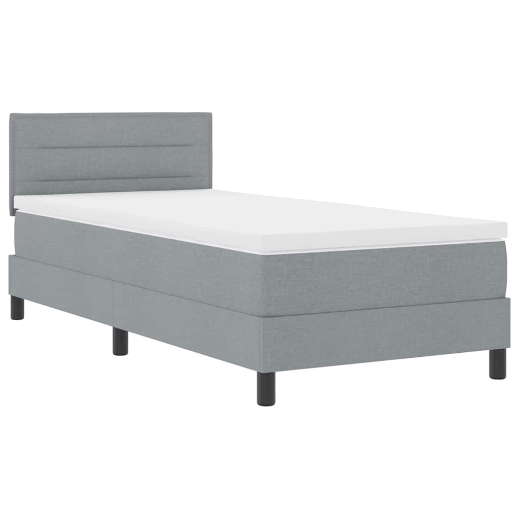 Box spring seng med LED-lysstrimler Lysegrå 80 x 200 cm Stof