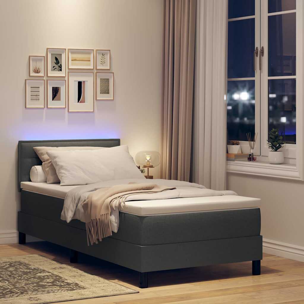 Box spring seng med pude Mørkegrå 80 x 200 cm Stof