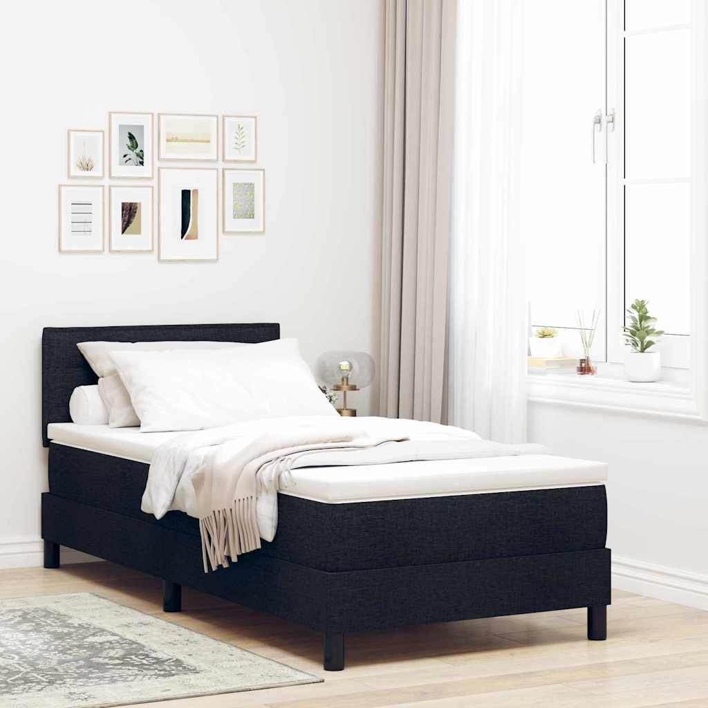 Box spring seng med LED-lysstrimler Sort 80 x 200 cm Stof