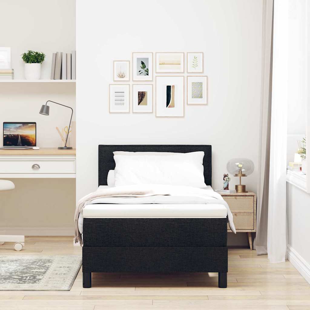 Box spring seng med LED-lysstrimler Sort 80 x 200 cm Stof