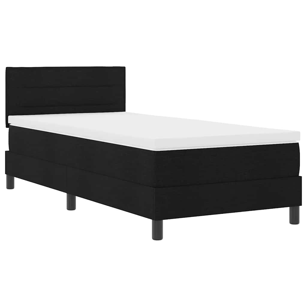 Box spring seng med LED-lysstrimler Sort 90 x 190 cm Stof