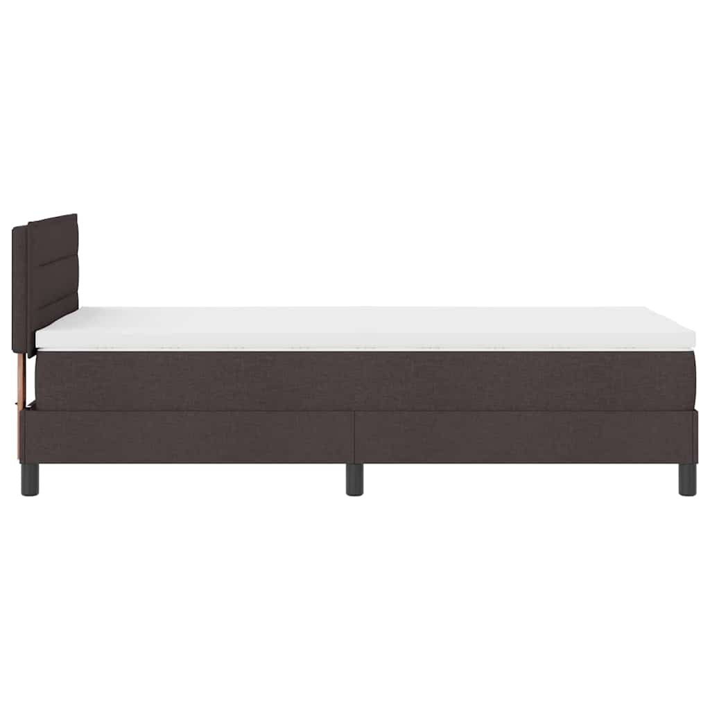 Box spring seng med LED-lysstrimler Mørk Brun 90 x 190 cm Stof