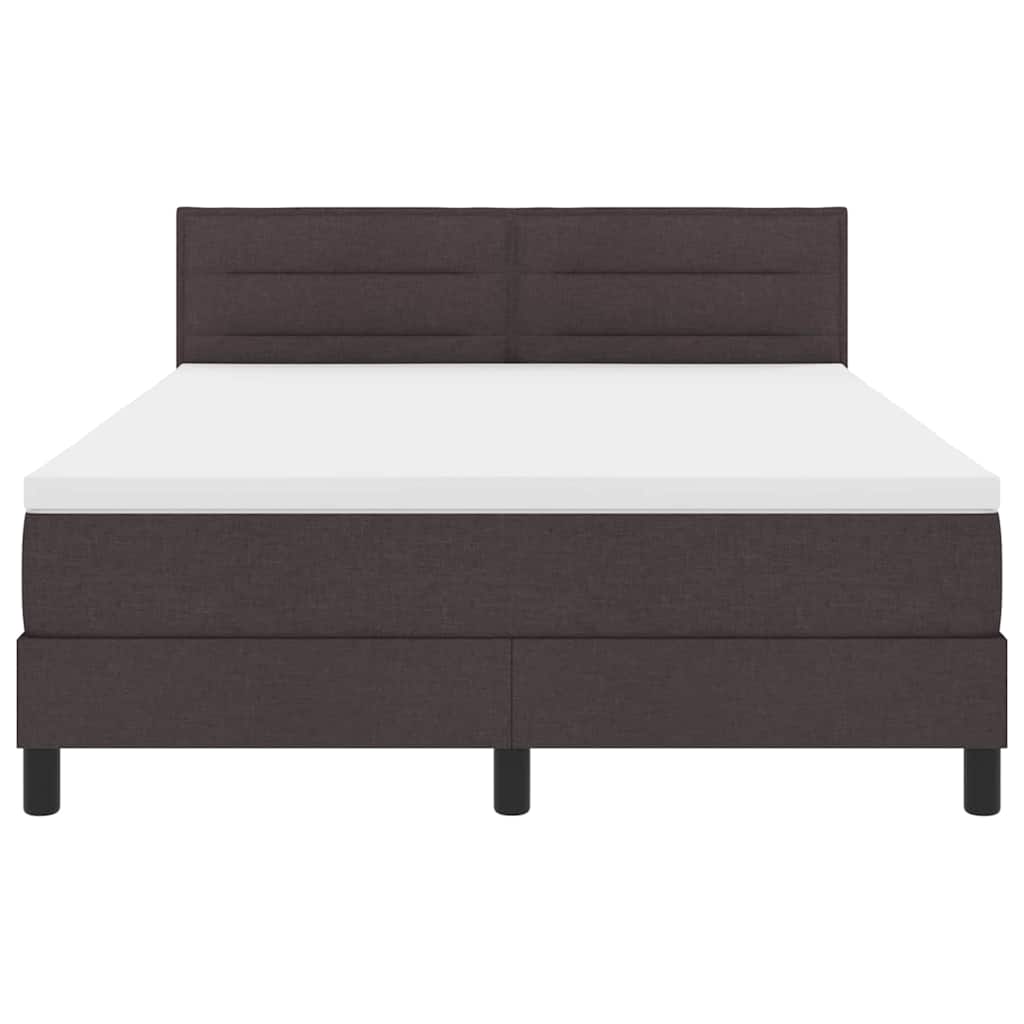 Box spring seng med LED-lysstrimler Mørk Brun 140 x 200 cm Stof