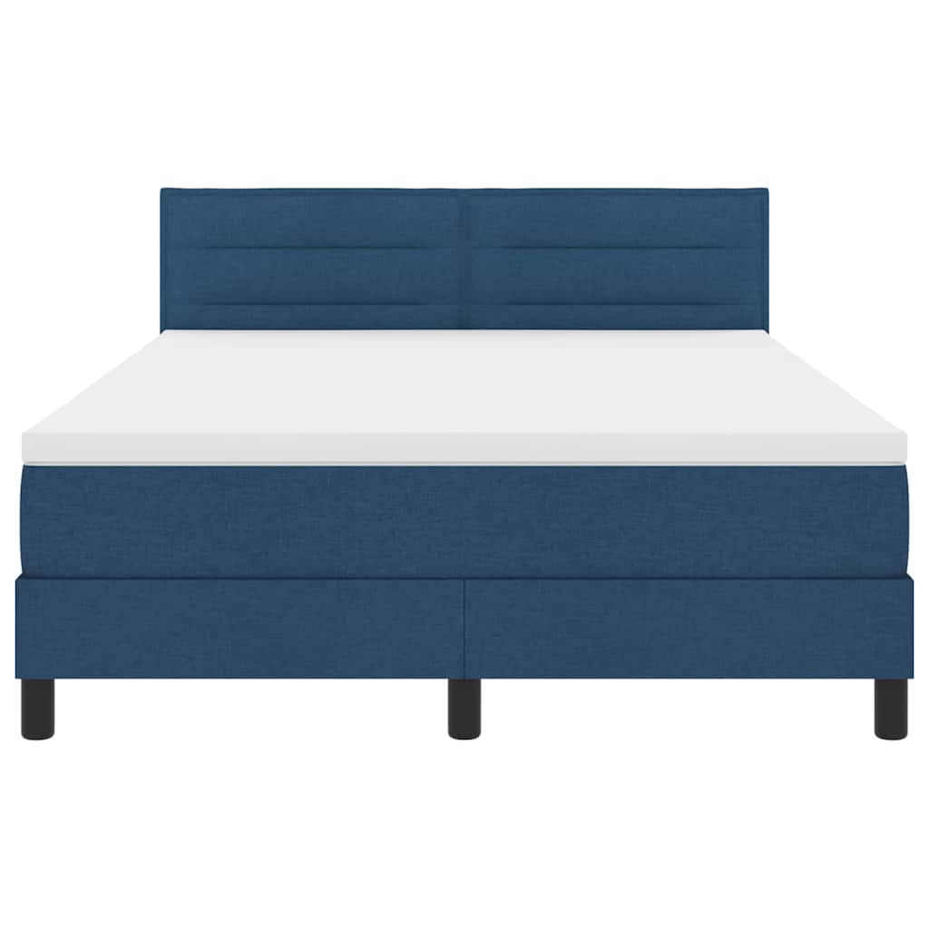 Box spring seng med LED-lysstrimler Blå 140 x 200 cm Stof