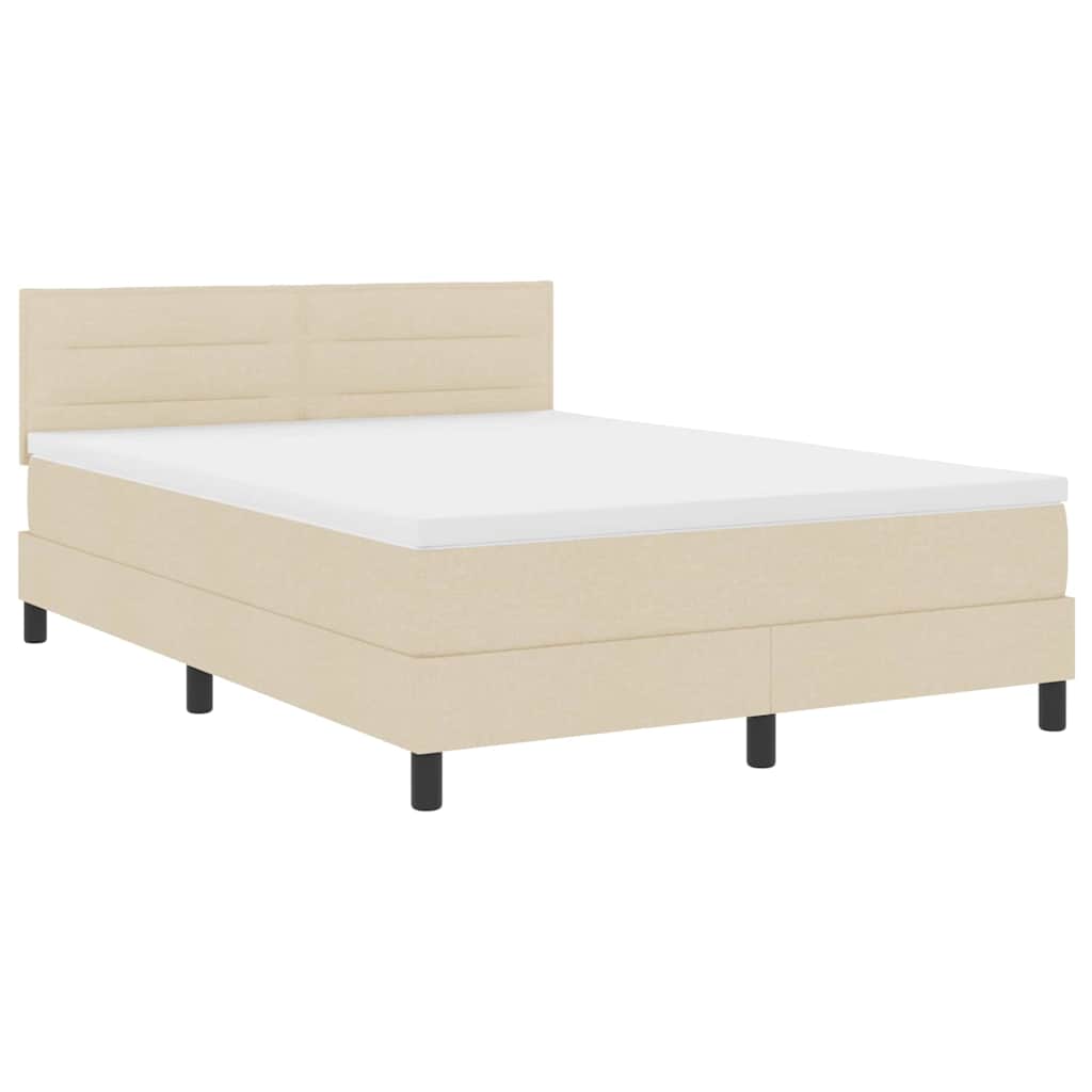 Box spring seng med LED-lysstrimler Creme 160 x 200 cm Stof