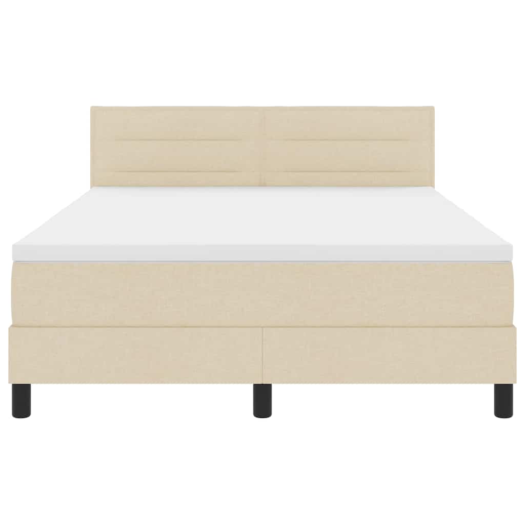 Box spring seng med LED-lysstrimler Creme 160 x 200 cm Stof