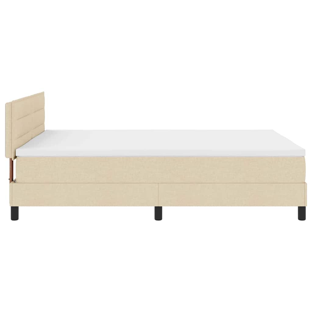 Box spring seng med LED-lysstrimler Creme 160 x 200 cm Stof