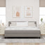 Box spring seng med LED-lysstrimler Gråbrun 180 x 200 cm Stof