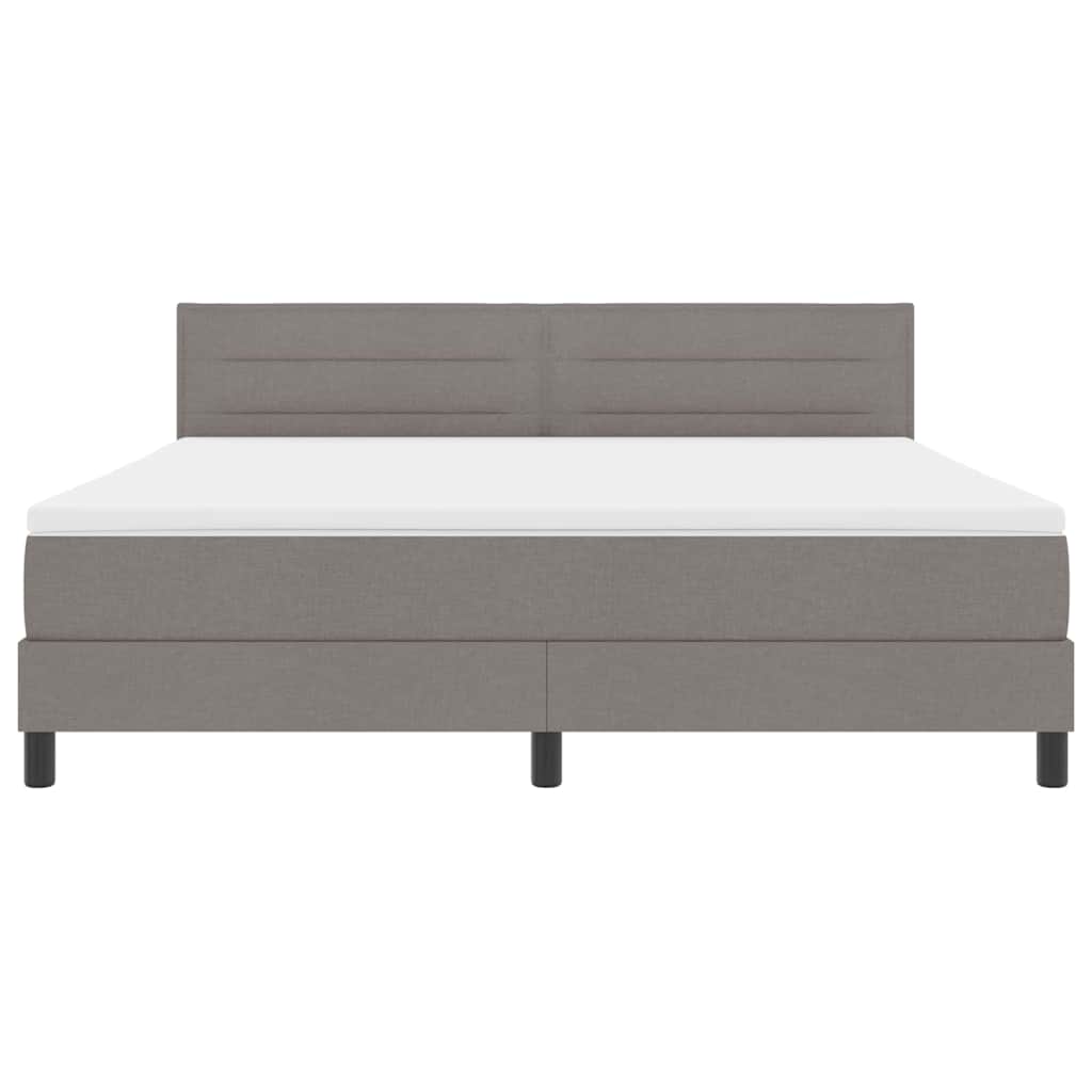 Box spring seng med LED-lysstrimler Gråbrun 180 x 200 cm Stof