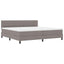 Box spring seng med LED-lysstrimler Gråbrun 200 x 200 cm Stof