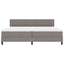 Box spring seng med LED-lysstrimler Gråbrun 200 x 200 cm Stof