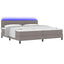 Box spring seng med LED-lysstrimler Gråbrun 200 x 200 cm Stof