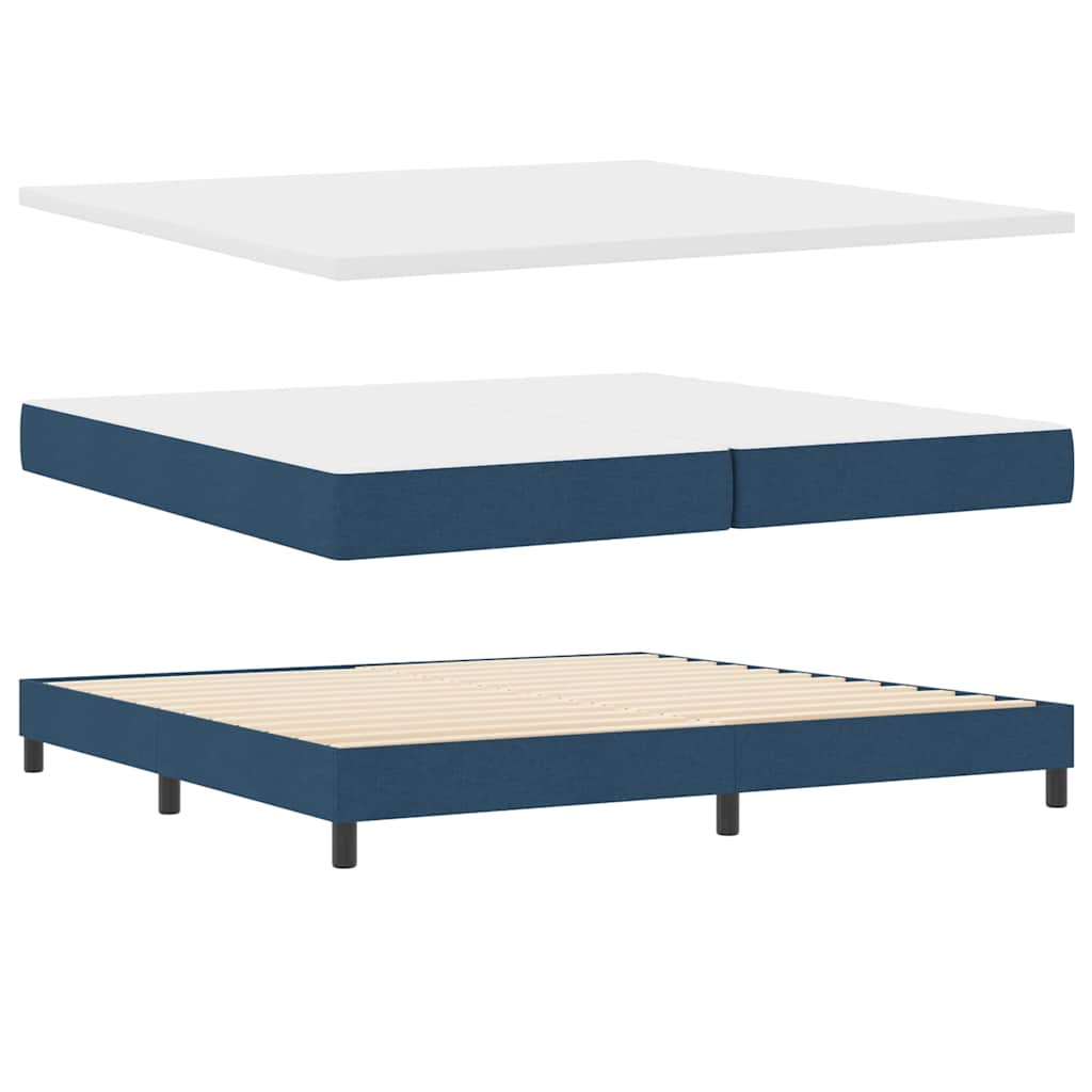 Box spring seng med madras med LED Blå 200 x 200 cm Stof