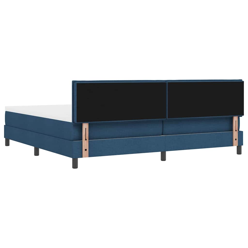 Box spring seng med madras med LED Blå 200 x 200 cm Stof