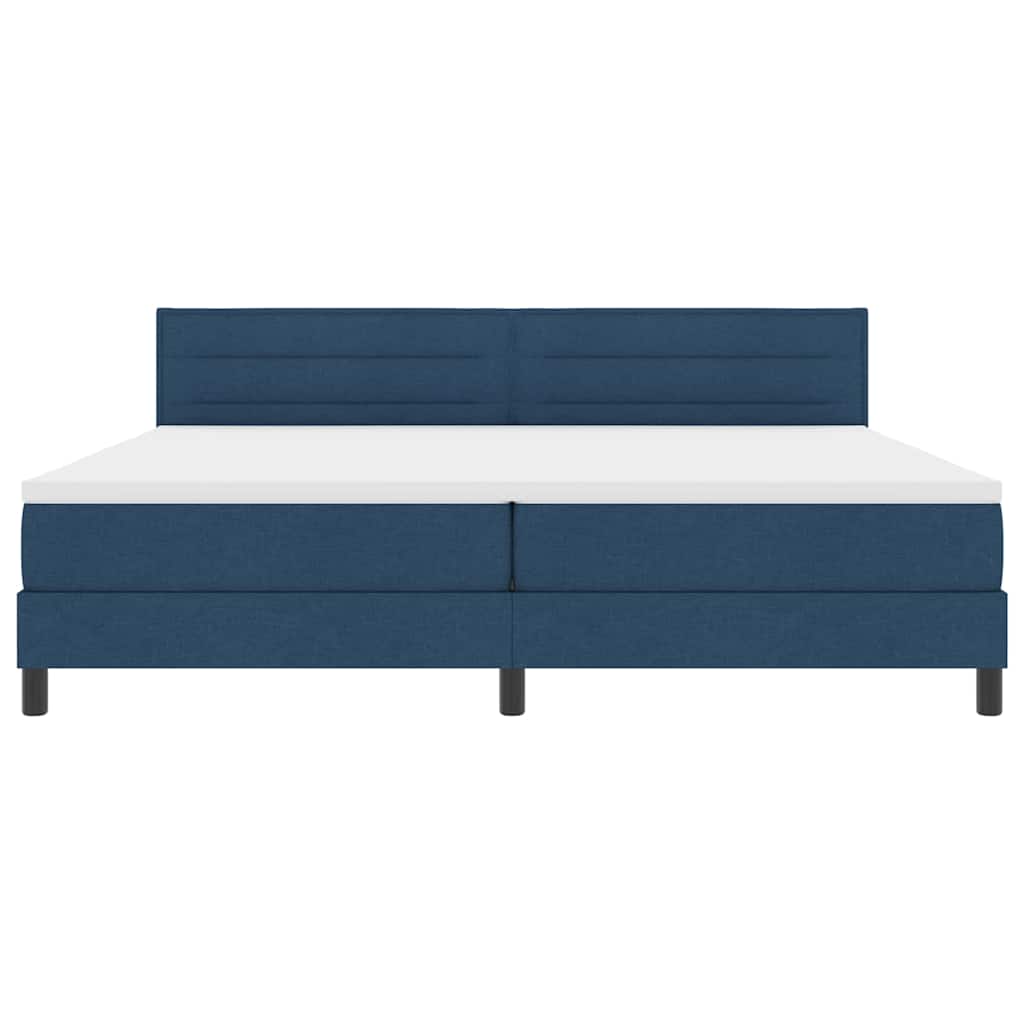 Box spring seng med madras med LED Blå 200 x 200 cm Stof