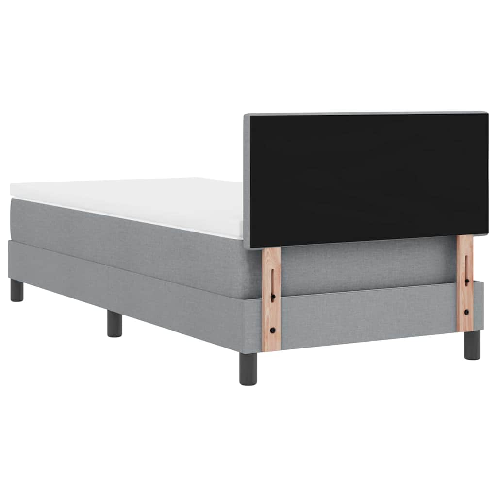 Box spring seng med LED-lysstrimler Lysegrå 80 x 200 cm Stof