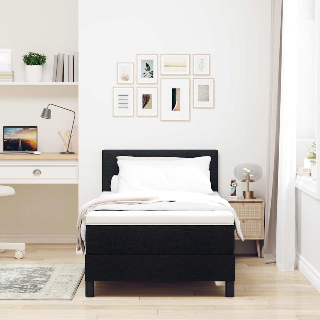 Box spring seng med LED-lysstrimler Sort 80 x 200 cm Stof