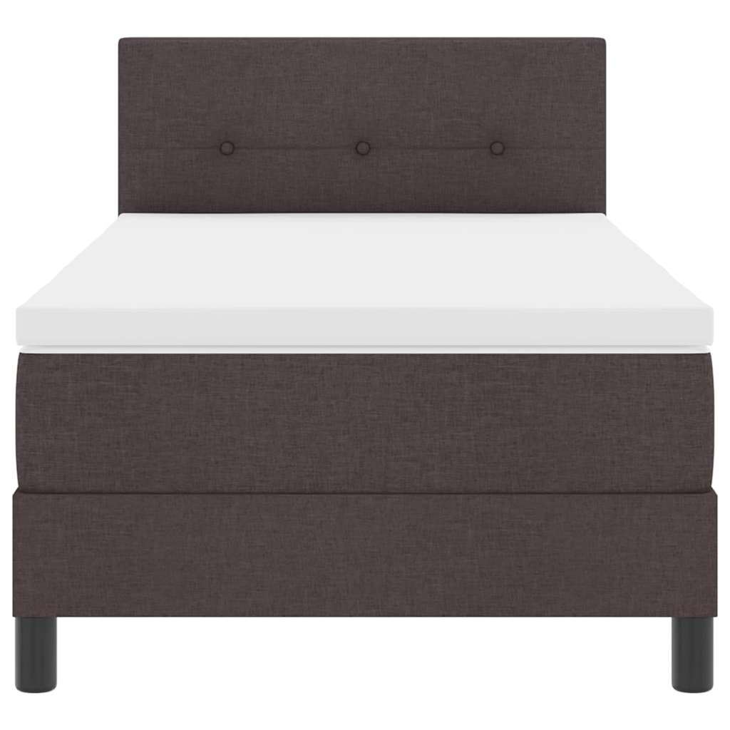 Box spring seng med LED-lysstrimler Mørk Brun 80 x 200 cm Stof
