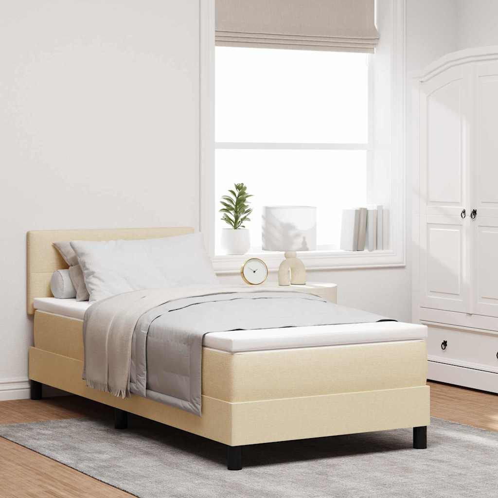 Box spring seng med pude med hovedgærde Creme 80 x 200 cm Stof