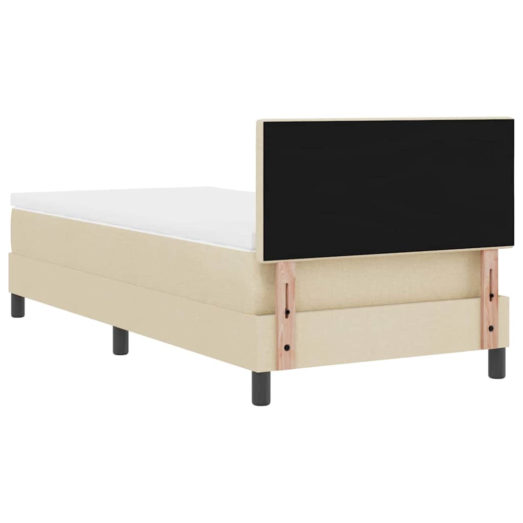 Box spring seng med pude med hovedgærde Creme 80 x 200 cm Stof