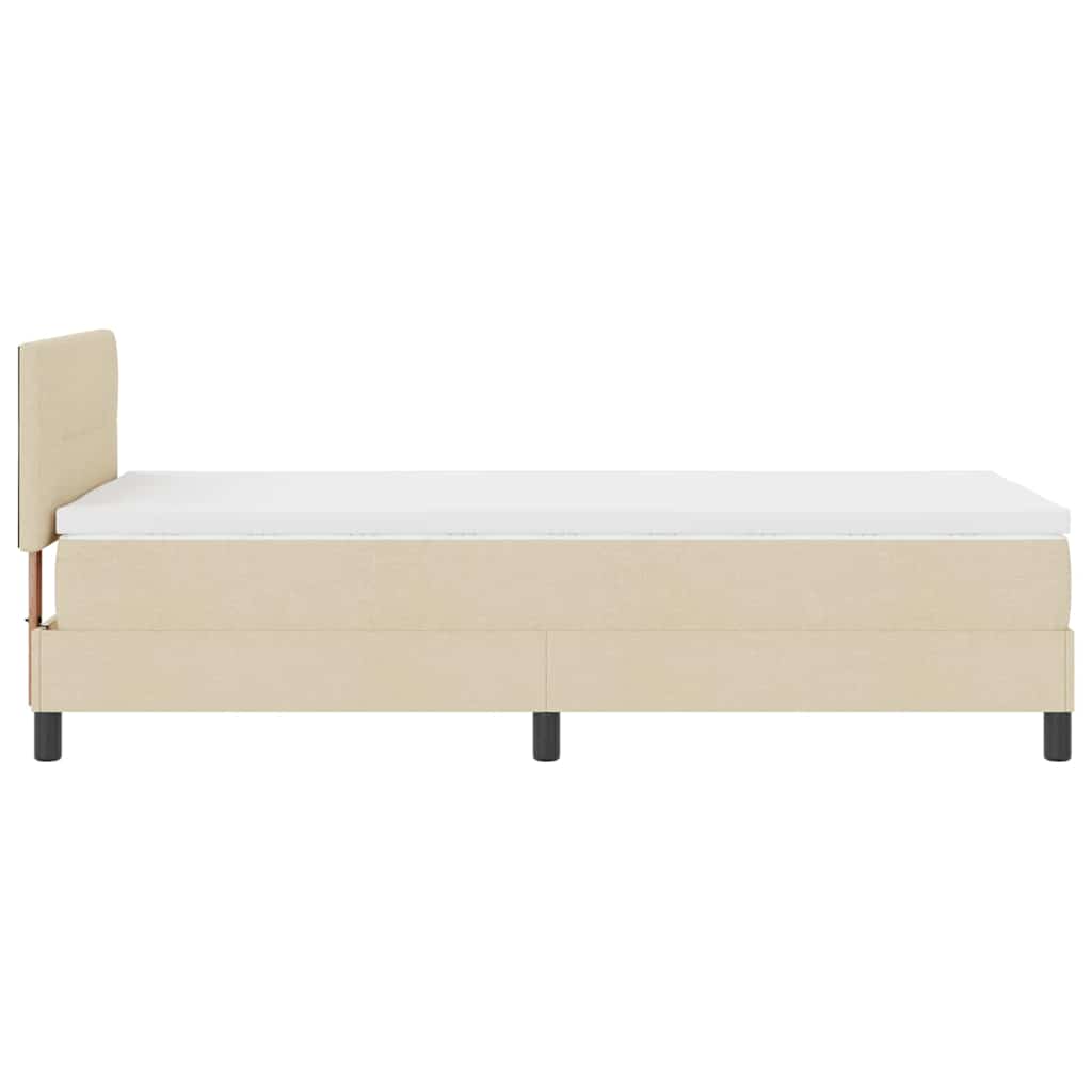 Box spring seng med pude med hovedgærde Creme 80 x 200 cm Stof