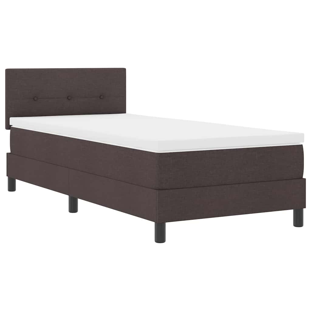 Box spring seng med LED-lysstrimler Mørk Brun 90 x 190 cm Stof