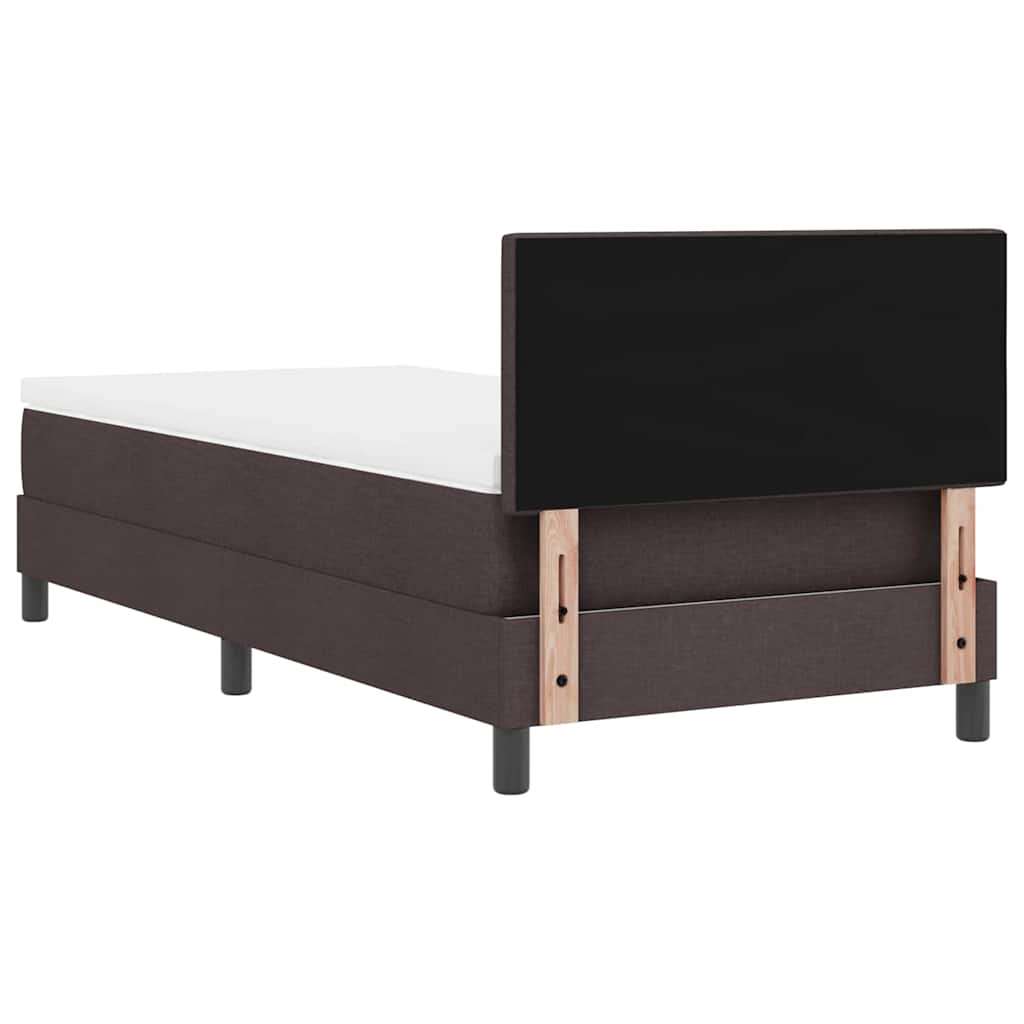 Box spring seng med LED-lysstrimler Mørk Brun 90 x 190 cm Stof