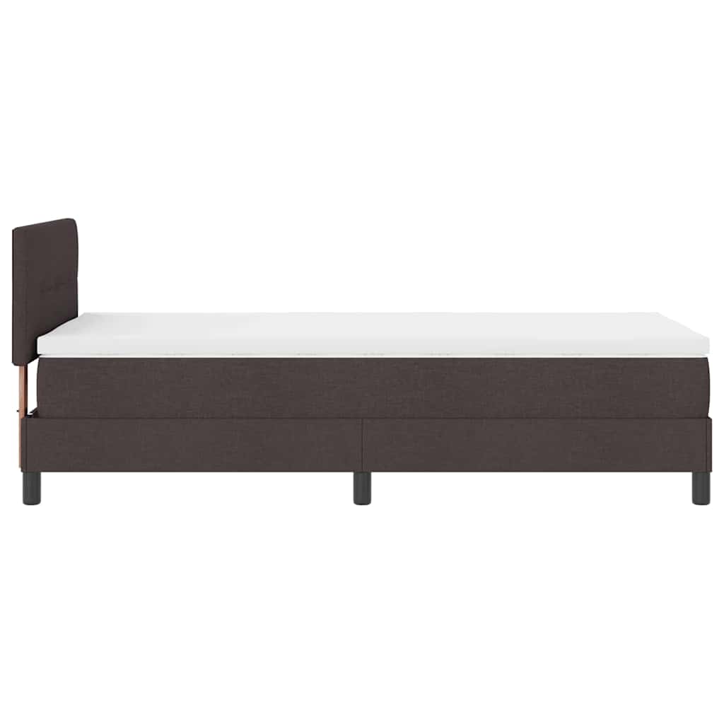 Box spring seng med LED-lysstrimler Mørk Brun 90 x 190 cm Stof