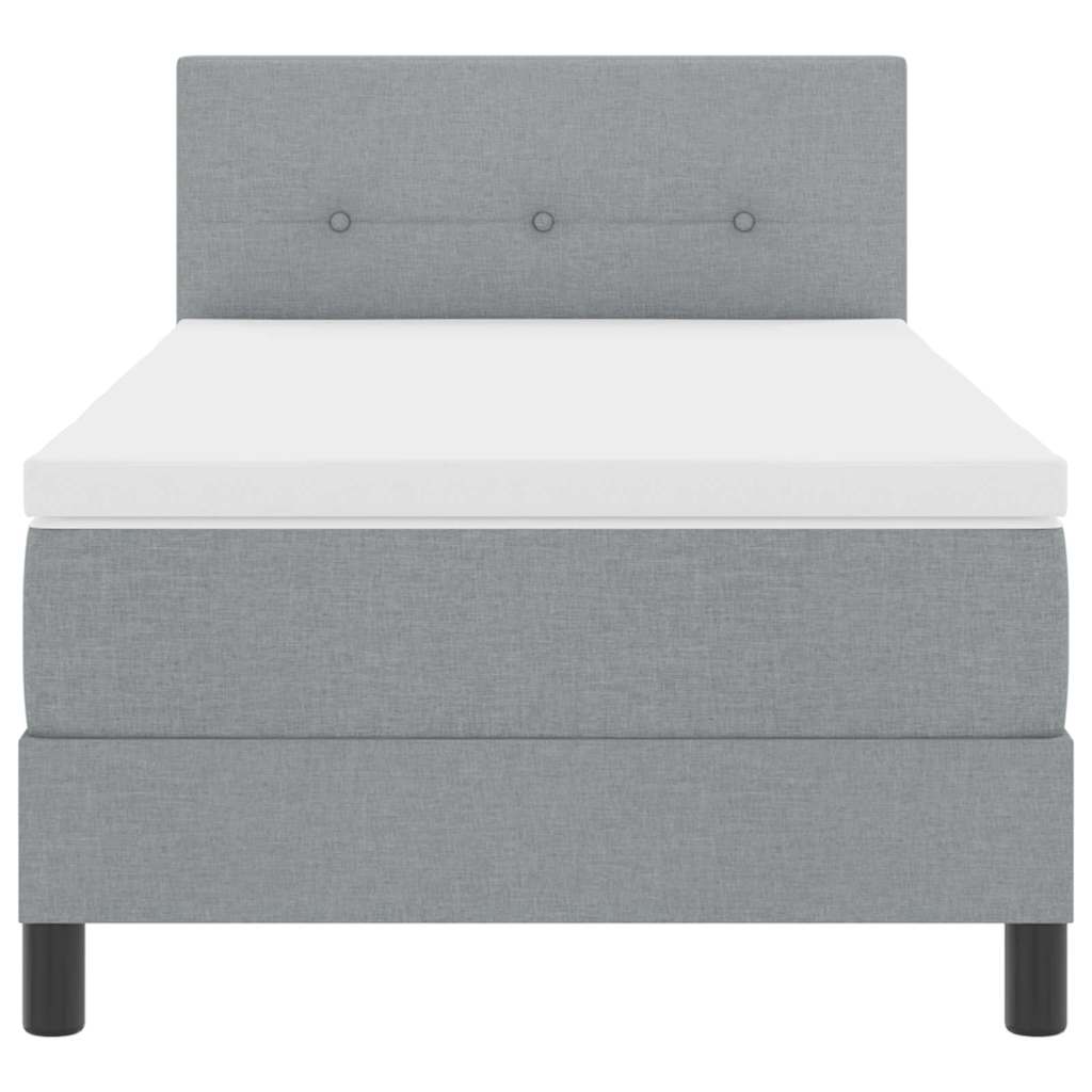 Box spring seng med LED-lysstrimler Lysegrå 90 x 200 cm Stof