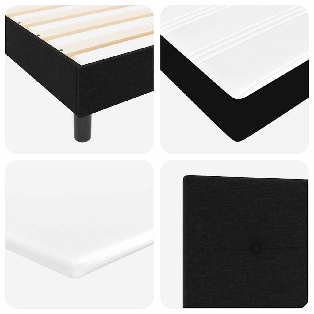 Box spring seng med LED-lysstrimler Sort 90 x 200 cm Stof