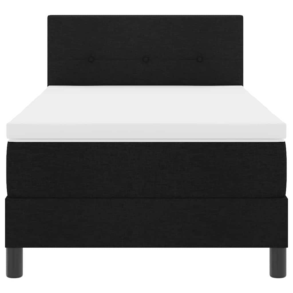 Box spring seng med LED-lysstrimler Sort 90 x 200 cm Stof
